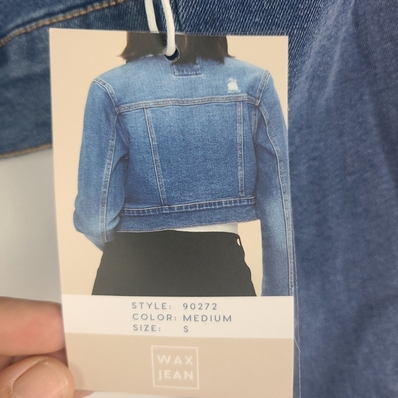 Women's NWT Wax Jean Stretch Denim Trucker Jacket Medium Wash Jacket Size Small - Picture 6 of 7